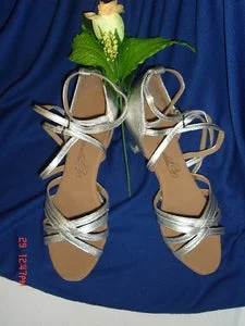 2.25" Ria -- Wide Heel Latin Sandal --Silver