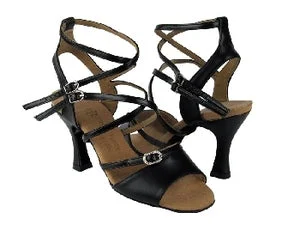 2.5" Christina -- Wide Heel Latin Sandal -- Black