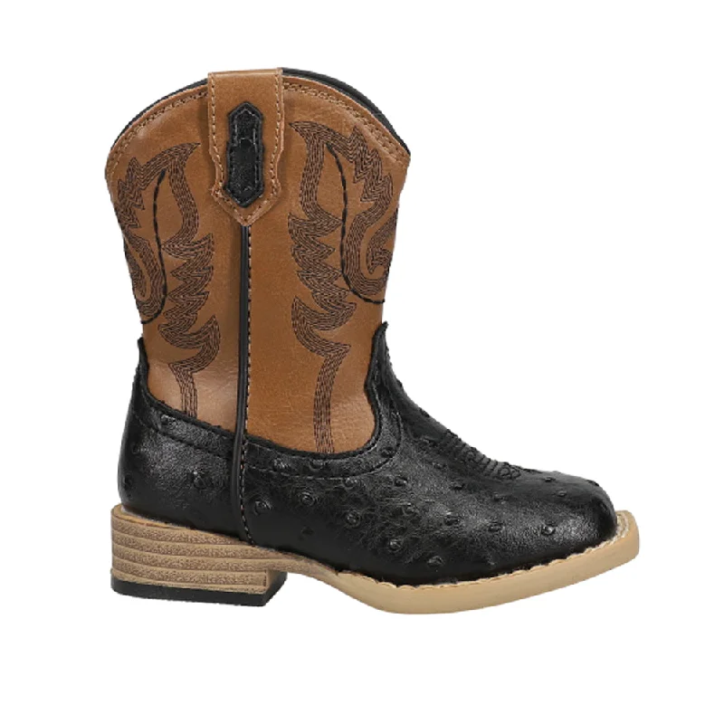 Bumps Embroidery Square Toe Cowboy Boots (Toddler)