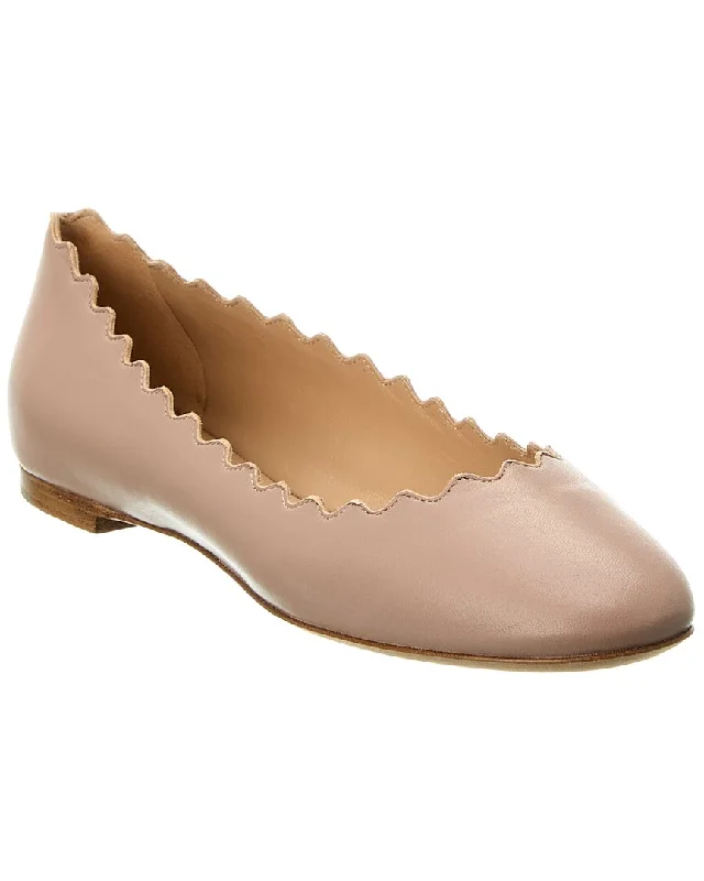 Chloé Lauren Scalloped Leather Ballerina Flat