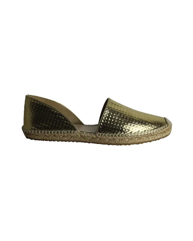 Jimmy Choo Dreya Metallic Embossed Espadrille Flats in Gold Leather