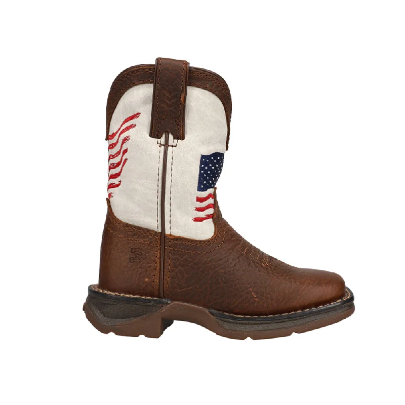 Distressed Flag Cowboy Square Toe Boots (Toddler-Little Kid)