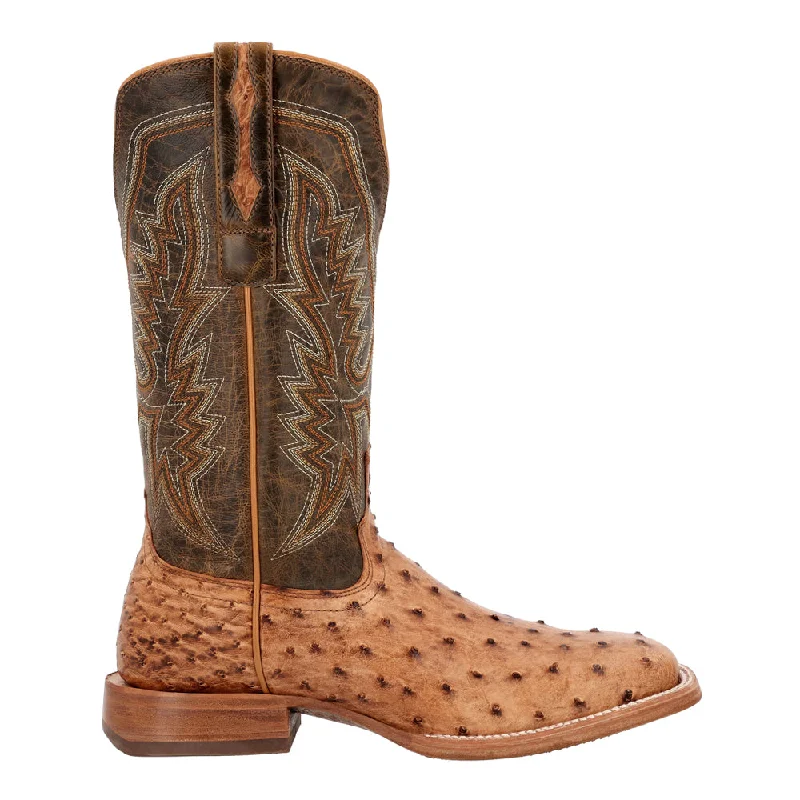 PRCA Collection Full-Quill Ostrich Embroidery Square Toe Boots