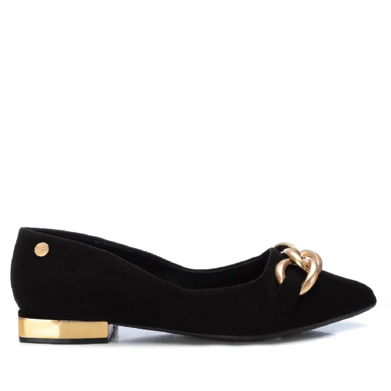 Women's Suede Ballet Flats Shoes In Black