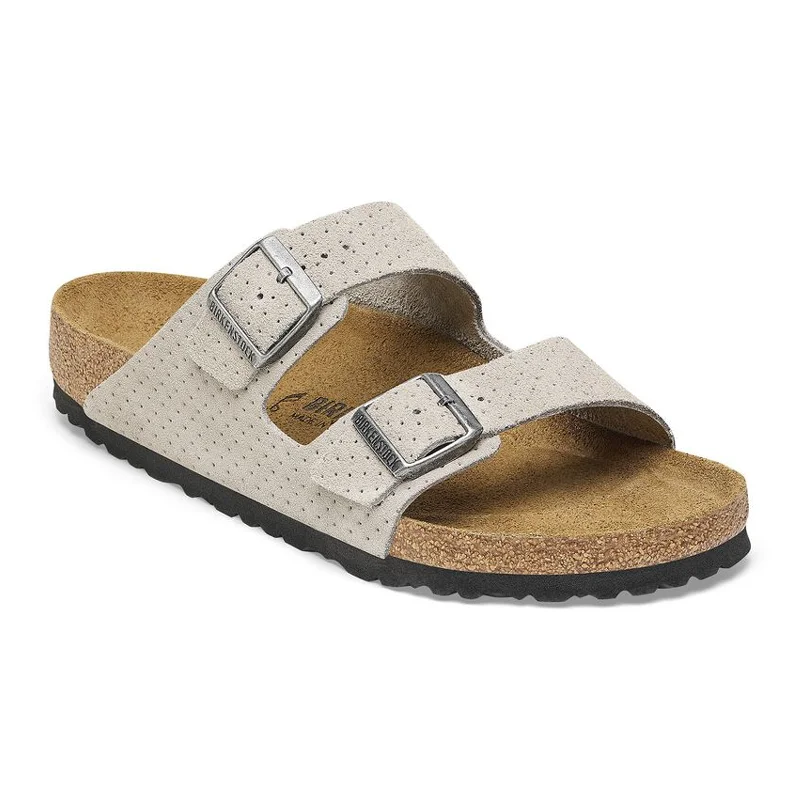 Birkenstock Arizona Narrow Slide Sandal (Women) - Dotted Stone Coin Suede