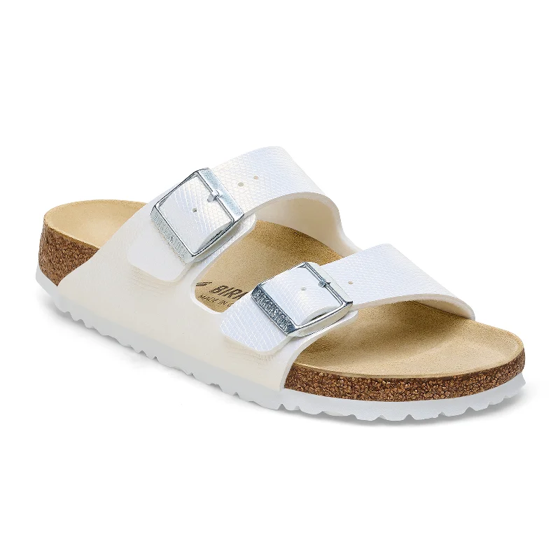 Birkenstock Arizona Slide Sandal (Women) - Embossed Lizard White Birko-Flor