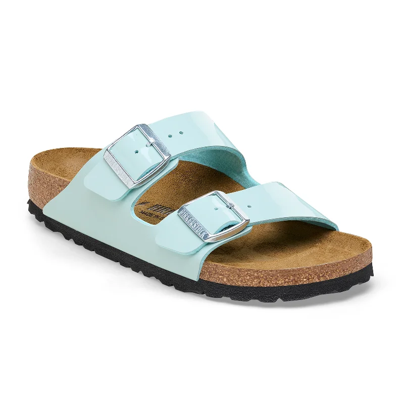 Birkenstock Arizona Slide Sandal (Women) - Patent Surf Green Birko-Flor