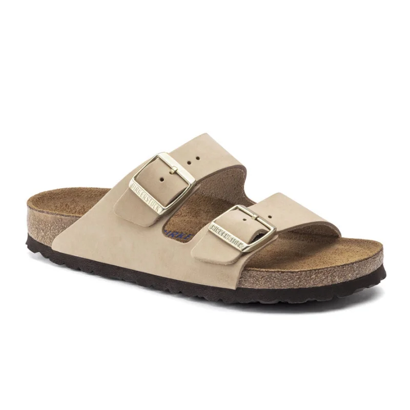 Birkenstock Arizona Soft Footbed Slide Sandal (Women) - Sandcastle Nubuck