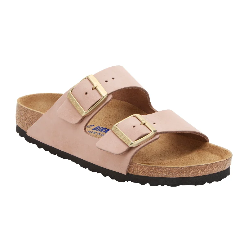 Birkenstock Arizona Soft Footbed Slide Sandal (Women) - Soft Pink Nubuck