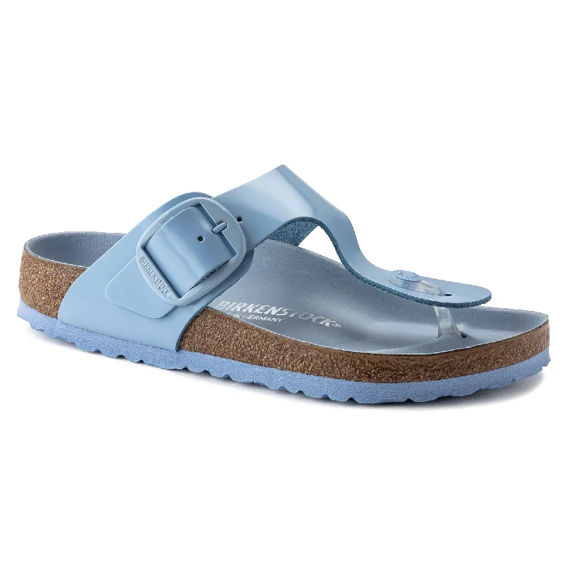 Birkenstock Gizeh Big Buckle high shine dusty blue leather