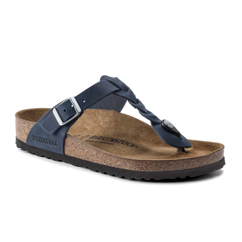 Birkenstock Gizeh Braid Sandal (Women) - Navy Oiled Leather