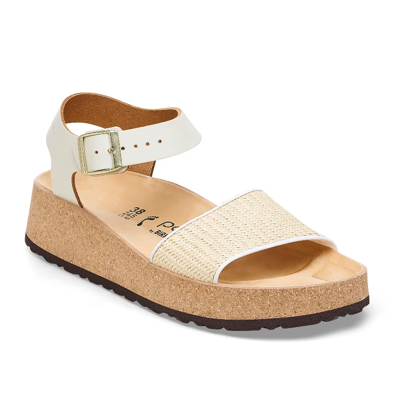 Birkenstock Glenda Wedge Sandal (Women) - Natural Leather/White Raffia