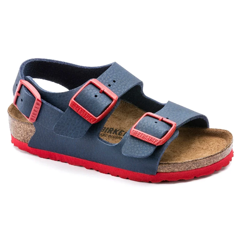 Birkenstock Kids Milano desert soil blue/red Birko-Flor