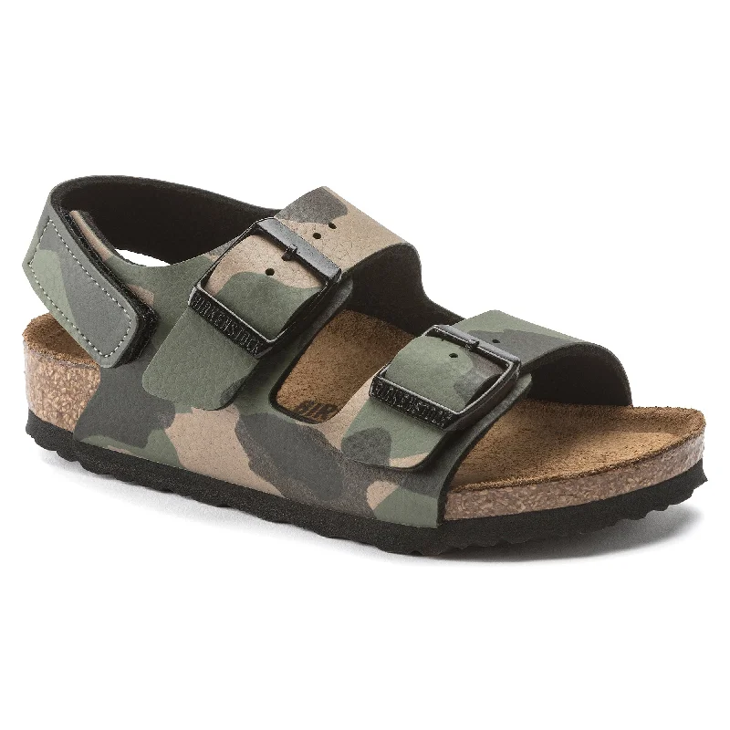 Birkenstock Kids Milano Hook & Loop desert soil camo khaki Birko-Flor