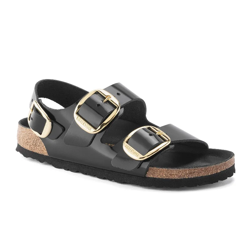 Birkenstock Milano Big Buckle Backstrap Sandal (Women) - High Shine Black Leather