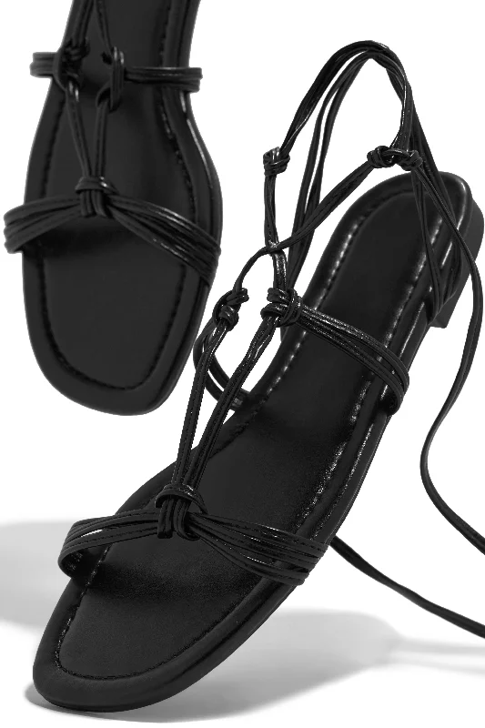 Coastal Villa Lace Up Sandals - Black