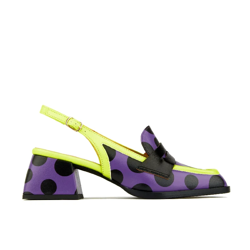 Diana High - Black & Purple Polka Dot