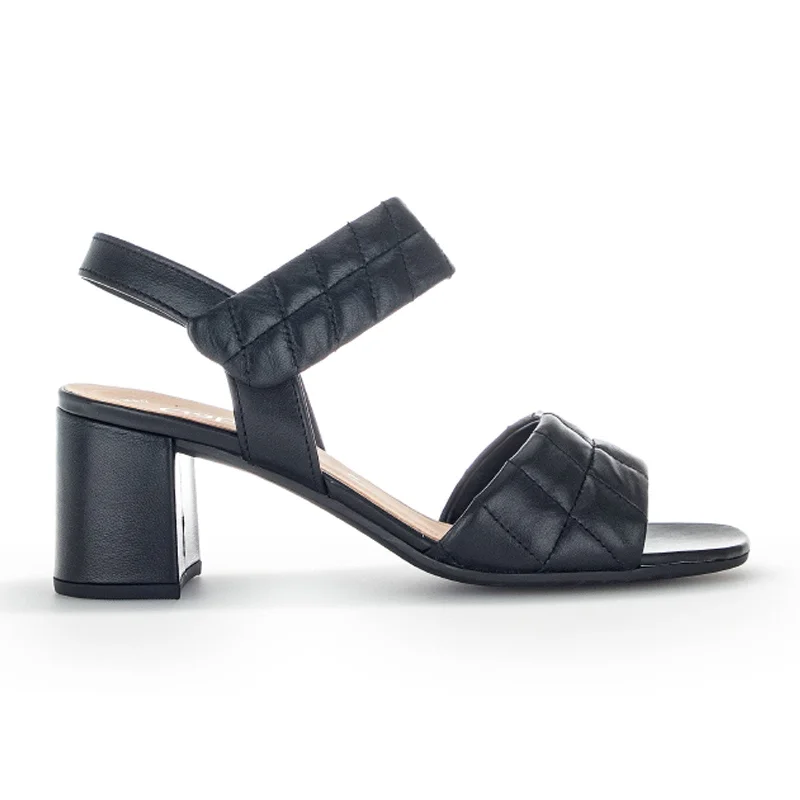 Gabor 21711-27 Heeled Sandal (Women) - Black Quilted Leather