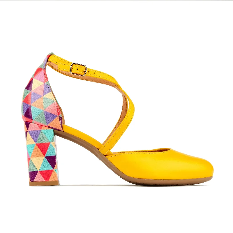 Kylie - Yellow & Multi Triangle Print