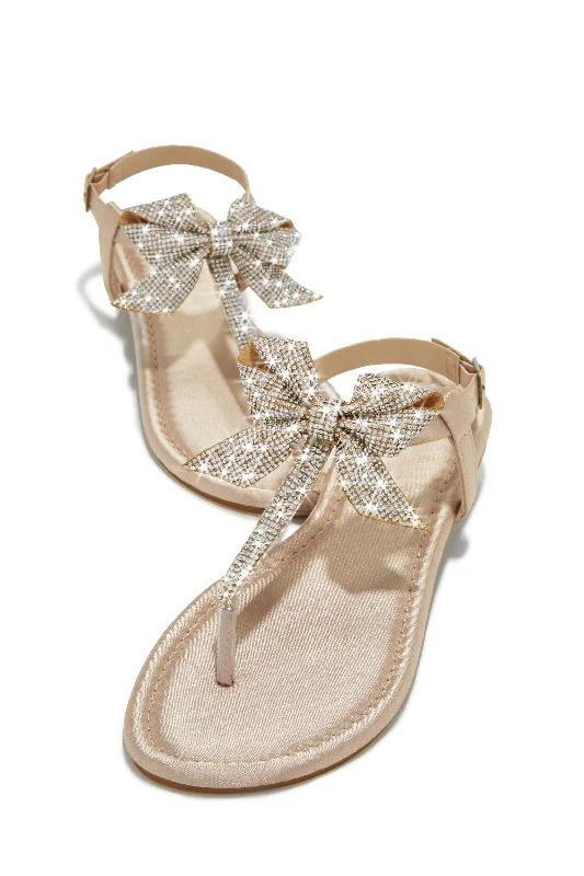 Luxe Sunsets Embellished Thong Strap Sandals - Nude