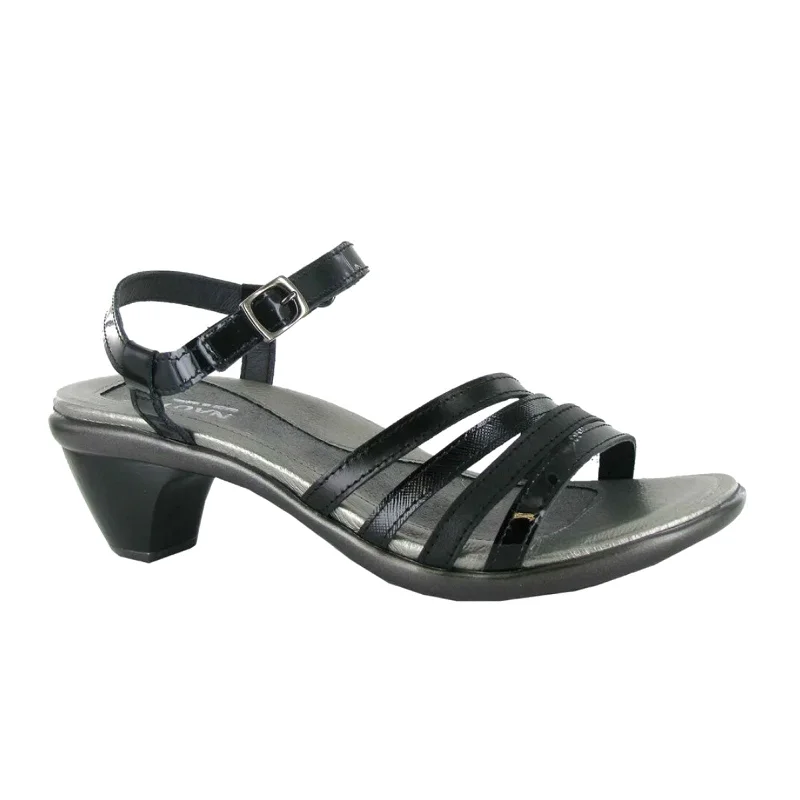 Naot Current Heeled Sandal (Women) - Black Patent/Jet Black/Black Luster/Black Madras