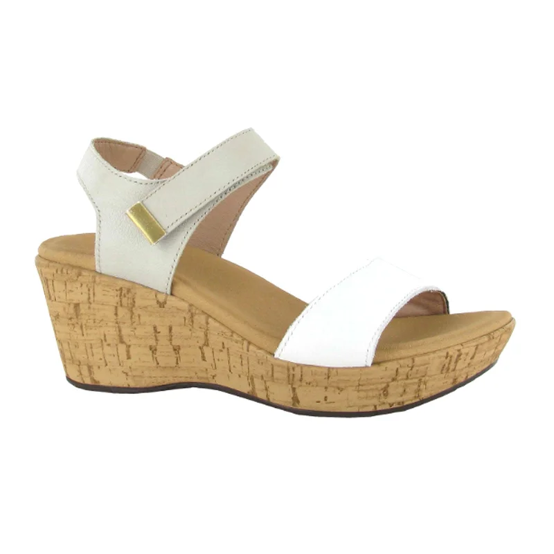 Naot Summer Wedge Sandal (Women) - Soft White Leather/Soft Ivory Leather