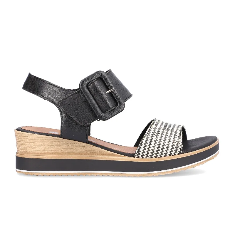 Remonte Jerilyn D6453-01 Wedge Sandal (Women) - Schwarz-Crema/Schwarz Siradial Lugano