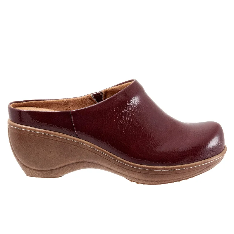 Softwalk Madison S2056-671 Womens Burgundy Leather Slip On Clog Flats Shoes