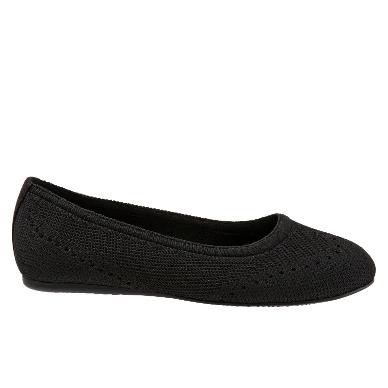 Softwalk Santorini S1961-001 Womens Black Leather Slip On Ballet Flats Shoes