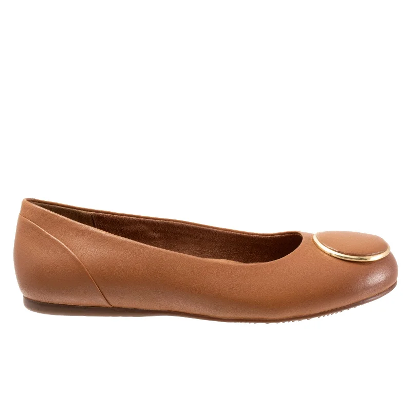 Softwalk Sonoma Halo S2257-253 Womens Brown Leather Slip On Ballet Flats Shoes