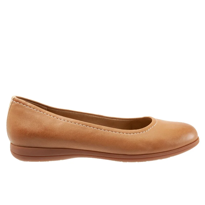 Trotters Darcey T1904-253 Womens Brown Narrow Leather Ballet Flats Shoes