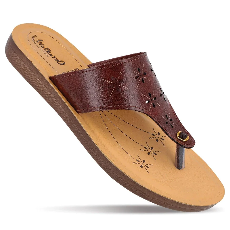 Walkaroo Womens Solid Thong Sandal  - WL7084 Brown