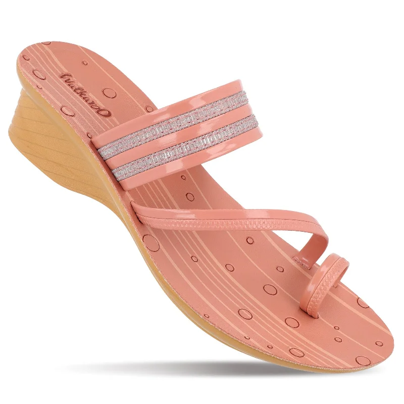 Walkaroo Womens Toe-Ring Slide Sandal  - WL7420 Peach