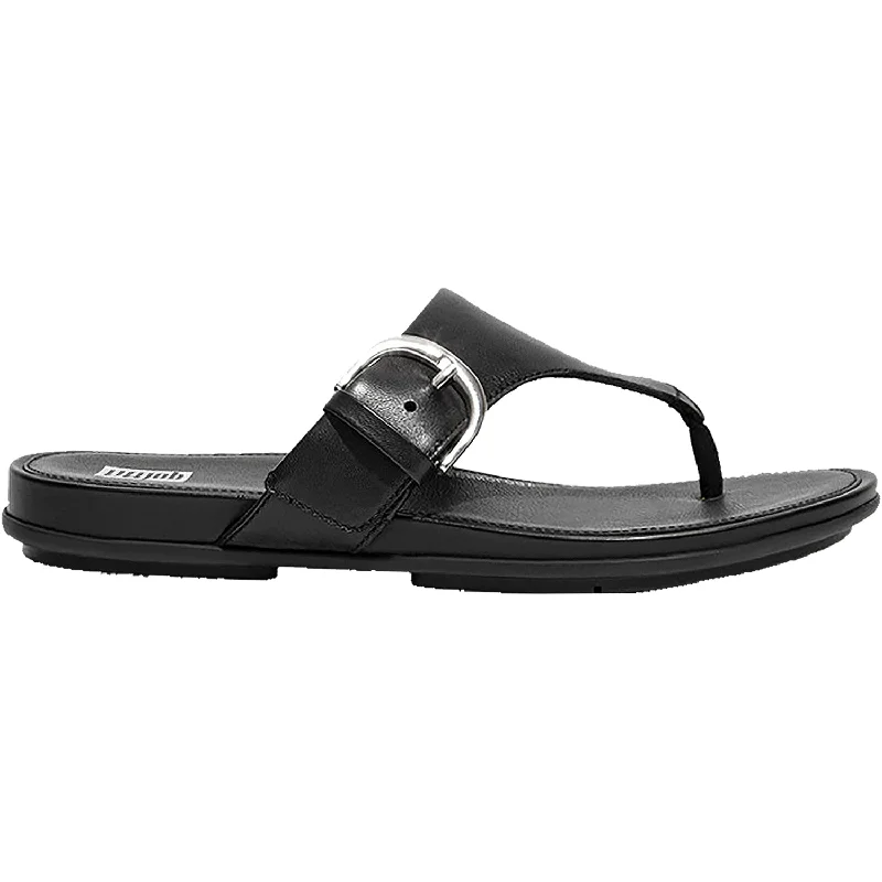 Women's FitFlop Graccie Toe-Post All Black Leather