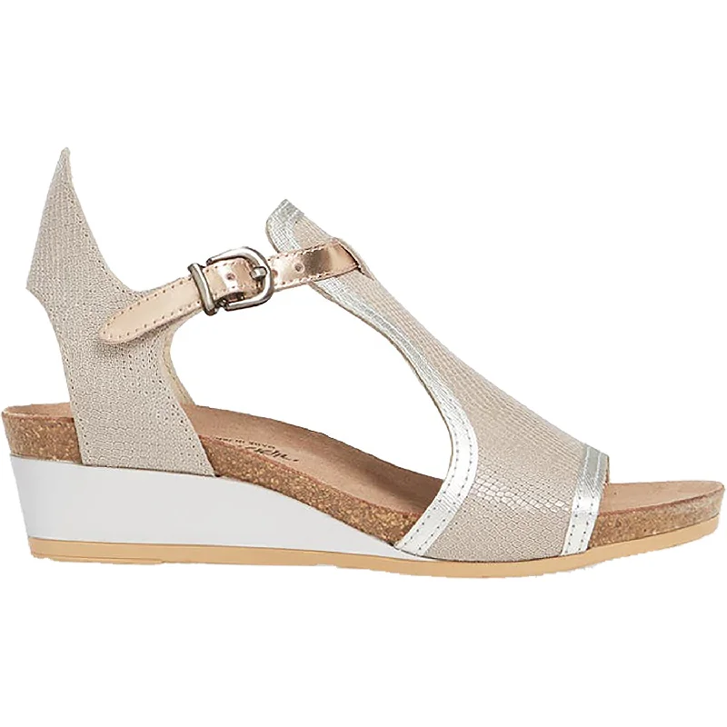 Women's Naot Fiona Beige Lizard/Silver/Rose Gold Nubuck/Leather