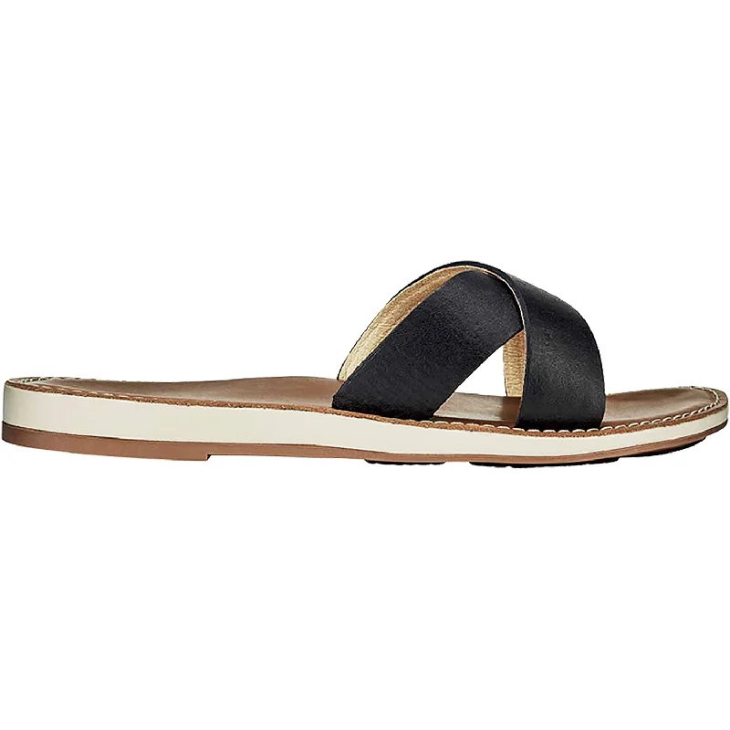 Women's OluKai Ke'a Black Leather