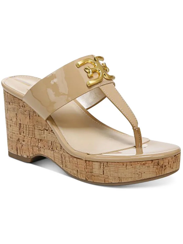 Yardlie Womens Patent Cork Wedge Sandals