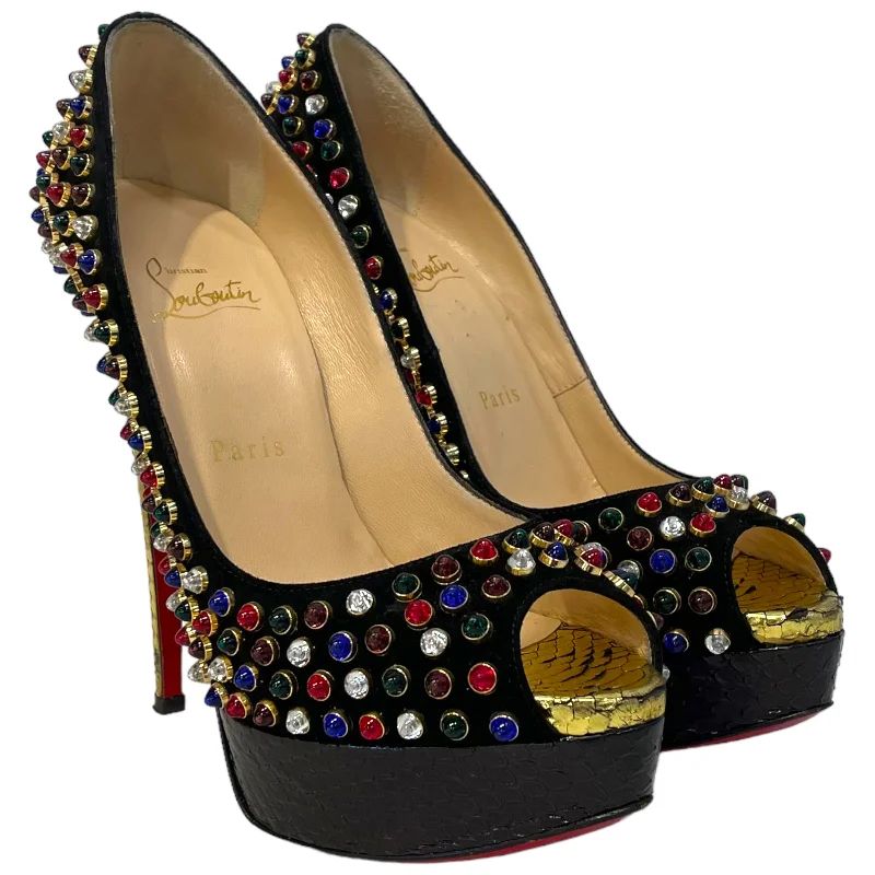 Christian Louboutin/Heels/EU 37.5/All Over Print/Suede/MLT/Open-Toe/Lady Cabo 150