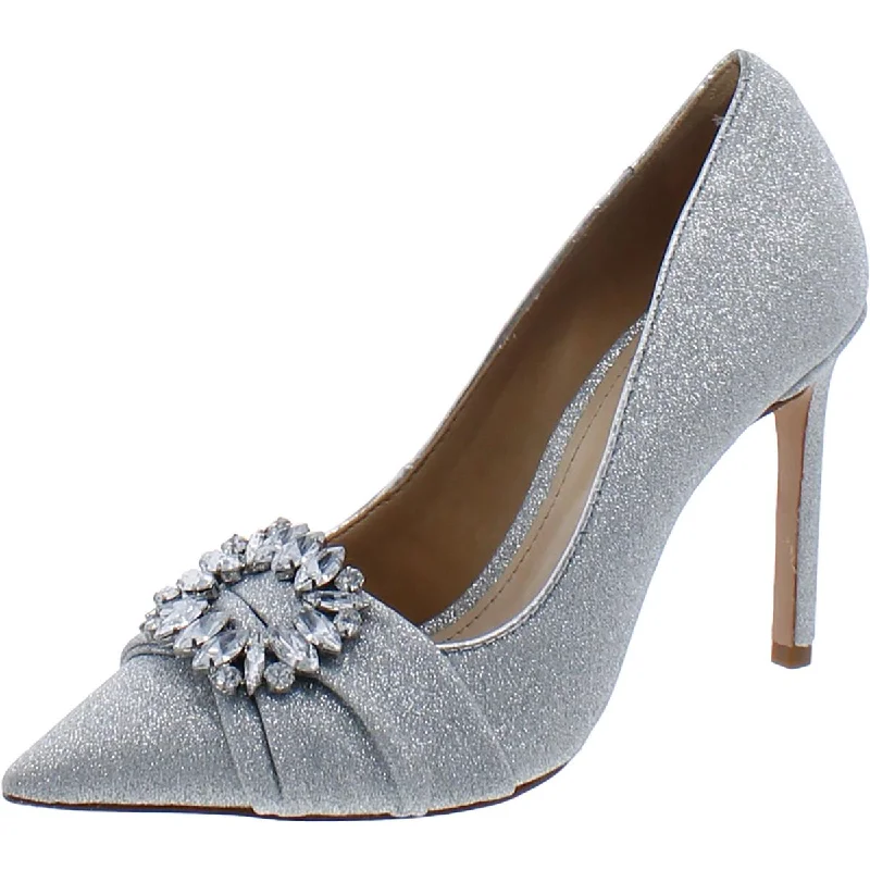 Womens Faux Leather Rhinestone Pumps