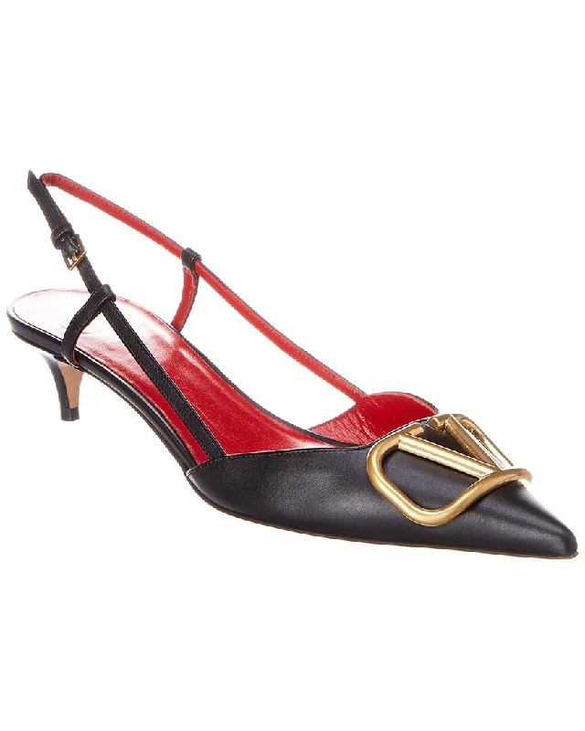 Valentino Vlogo 40 Leather Slingback Pump