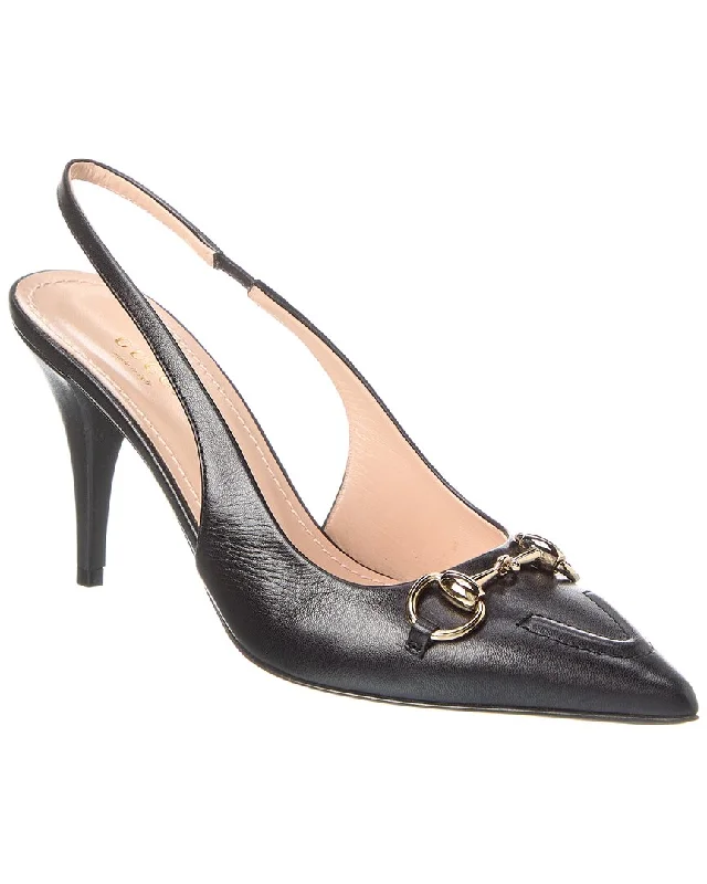 Gucci Horsebit Leather Slingback Pump