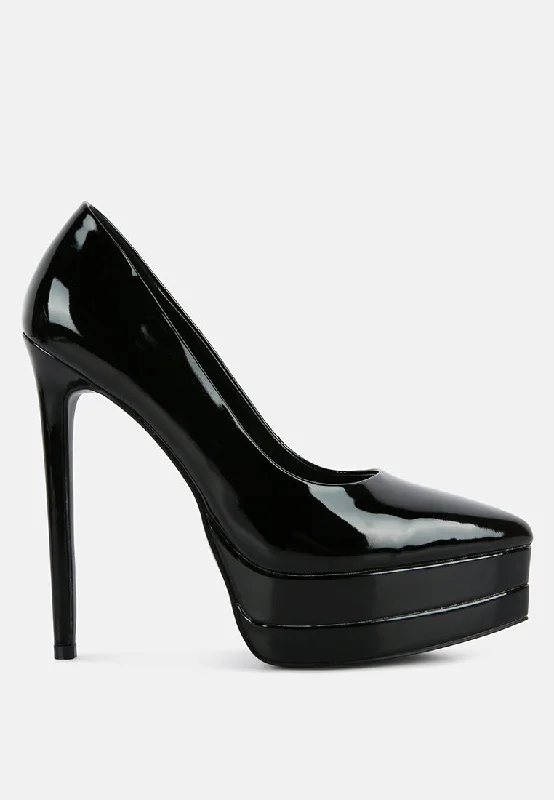 cuddles patent pu high heeled pumps