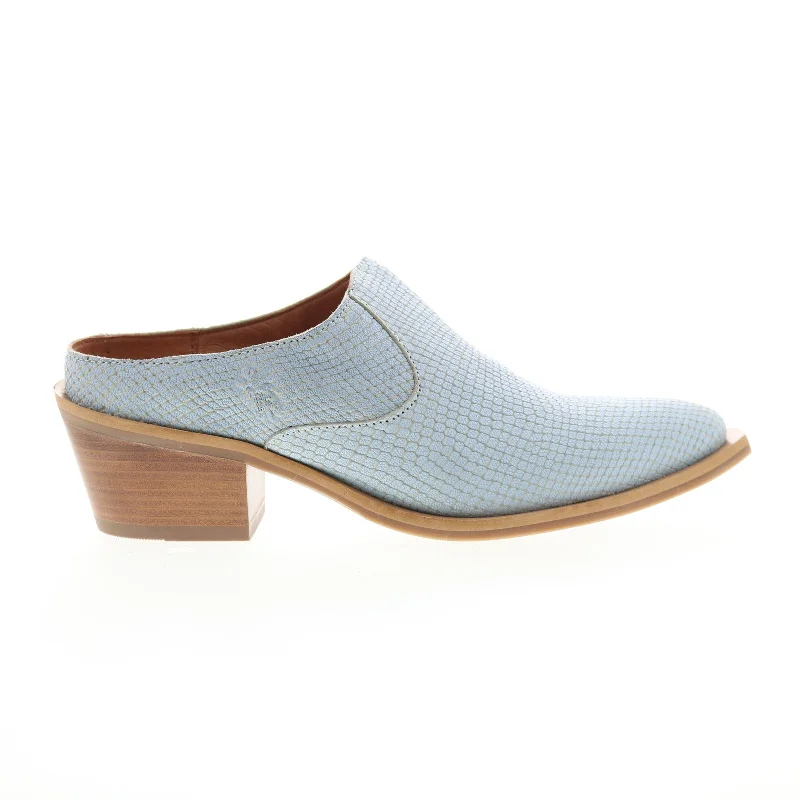 Fly London Ivot IVOT573FLY-002 Womens Blue Leather Slip On Mules Heels Shoes