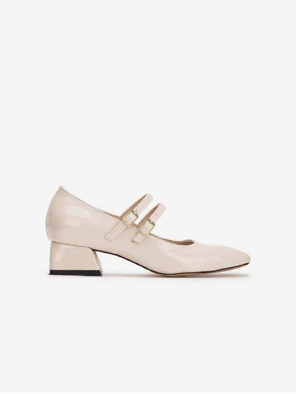 Lizbeth Vegan Leather Mary Jane Shoes | Beige