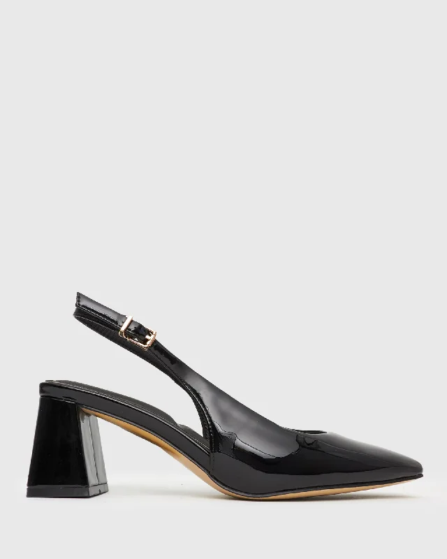 OLLIE Square Toe Leather Pumps