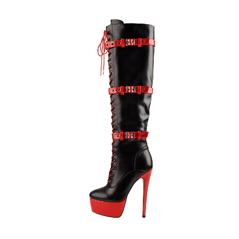 Platform Lace-Up High Heel Stiletto Over The Knee Boots