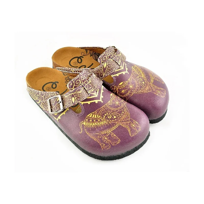 Purple & Yellow Elephant Clogs WCAL345