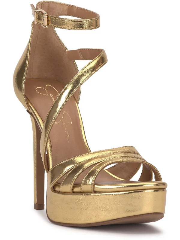 Shyremin Womens Metallic Platform Pumps