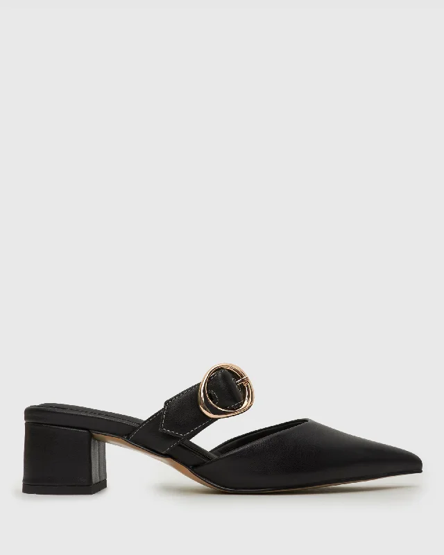 SUNNIE Leather Pointy Dress Mules