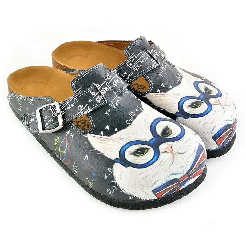 White & Gray Cat Clogs WCAL343